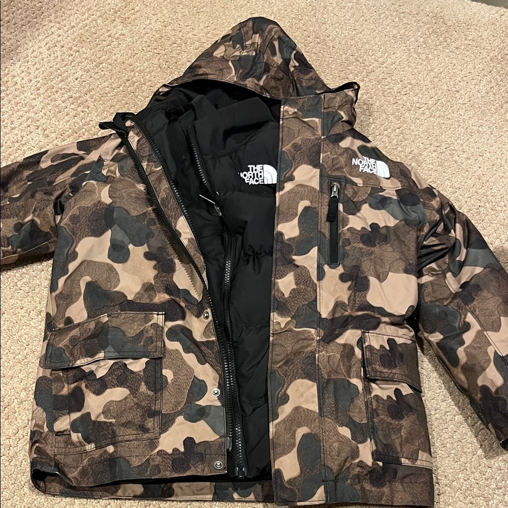 The North Face Brown Camouflage Hooded Jacket